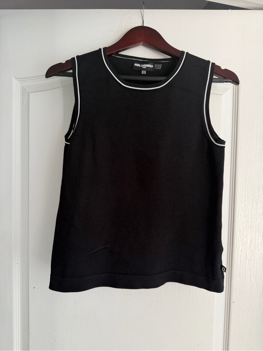 Karl Lagerfeld Black Tank with White Trim